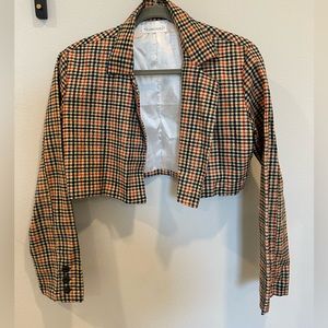 Plaid / checkered cropped blazer jacket